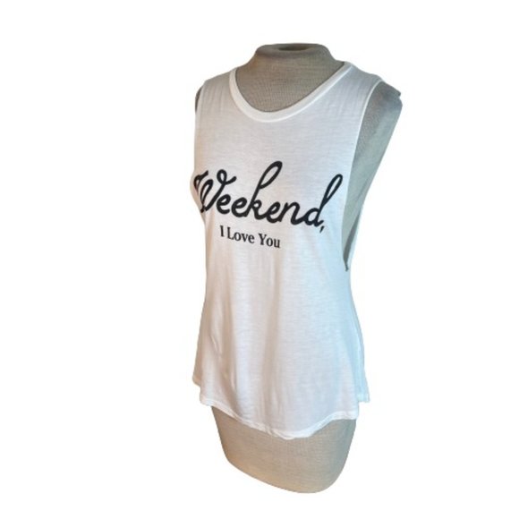 mahina Tops - Mahina Weekend I Love You Muscle Tank Top White S Small